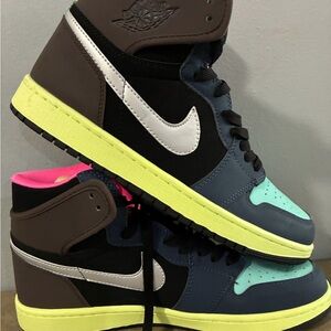 Colorful High-Top Sneakers with White Swoosh